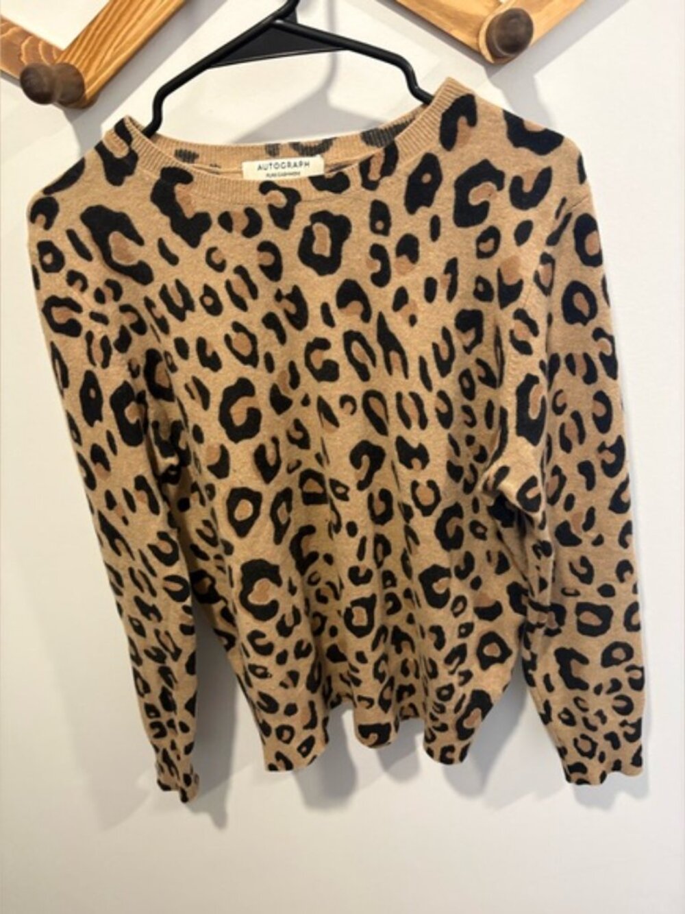 Autograph Leopard Print Sweater 100% Cashmere Size 12 - Picture 2 of 7